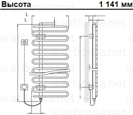 Полотенцесушитель Arbonia Cobrawatt 0,5 CBW 110 R WKS2 CR (хром) правый